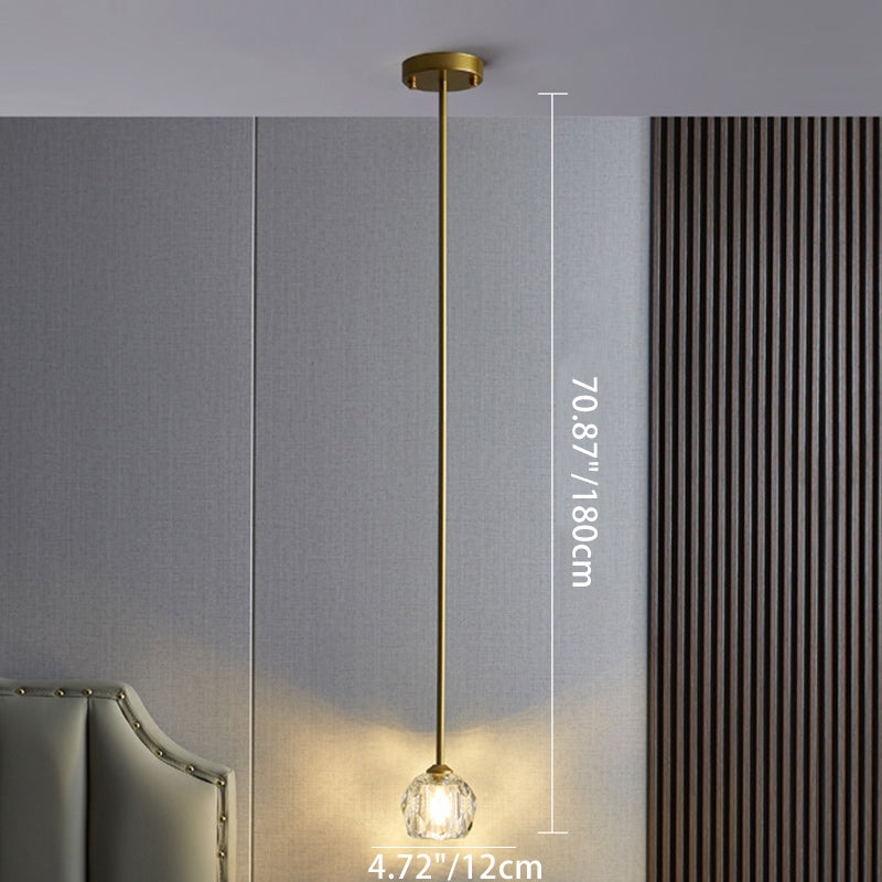Modern Luxury Round Hardware Crystal 1-Light Pendant Light For Bedroom