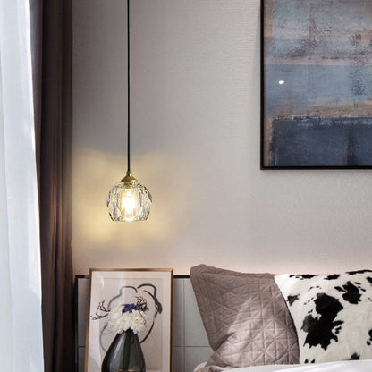 Modern Luxury Round Hardware Crystal 1-Light Pendant Light For Bedroom
