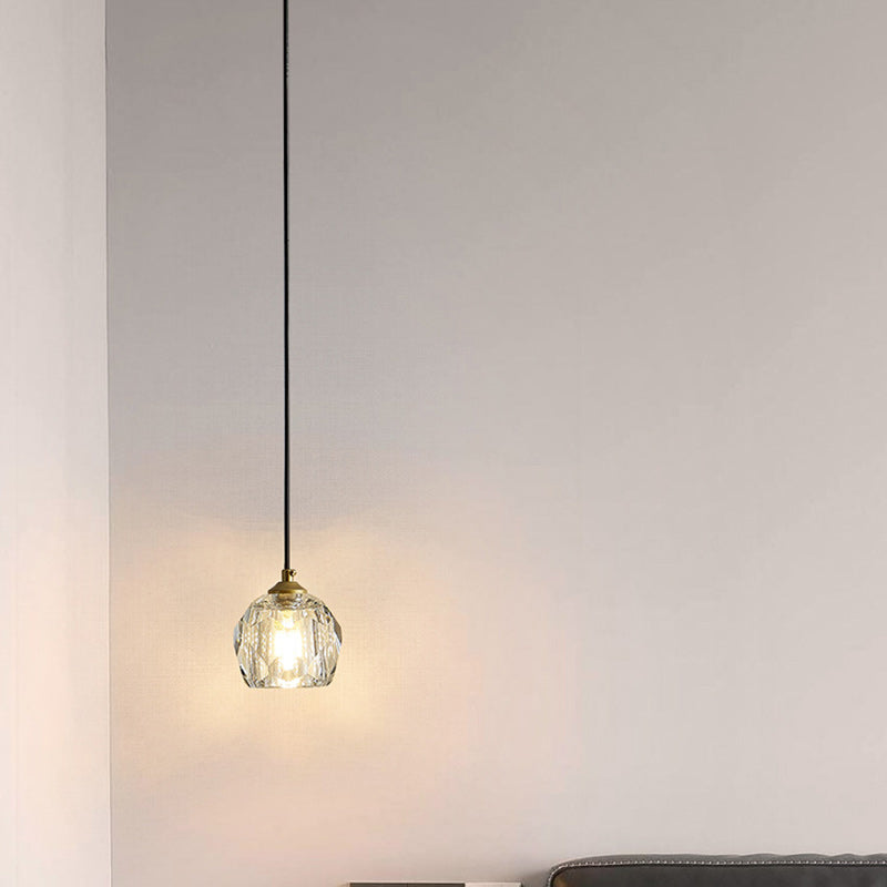 Modern Luxury Round Hardware Crystal 1-Light Pendant Light For Bedroom