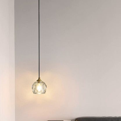 Modern Luxury Round Hardware Crystal 1-Light Pendant Light For Bedroom