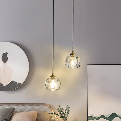 Modern Luxury Round Hardware Crystal 1-Light Pendant Light For Bedroom