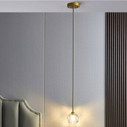 Modern Luxury Round Hardware Crystal 1-Light Pendant Light For Bedroom