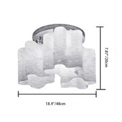 Modern Minimalist Round Column Flower Hardware Glass 1/3/4 Light Semi-Flush Mount Ceiling Light For Living Room