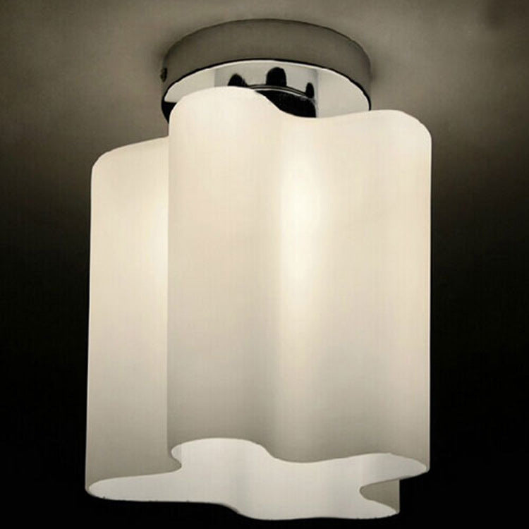 Modern Minimalist Round Column Flower Hardware Glass 1/3/4 Light Semi-Flush Mount Ceiling Light For Living Room