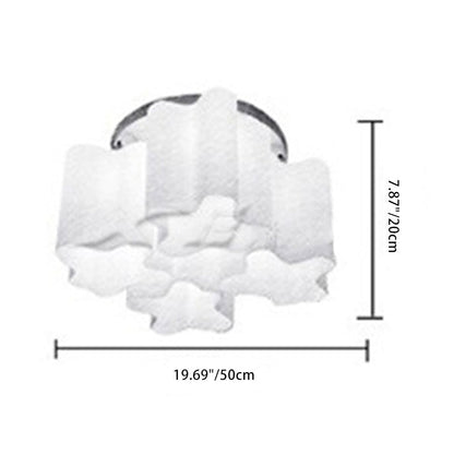 Modern Minimalist Round Column Flower Hardware Glass 1/3/4 Light Semi-Flush Mount Ceiling Light For Living Room