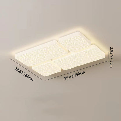 Modern Minimalist Rectangle Square Lattice Iron PE Shade LED Flush Mount Ceiling Light For Living Room