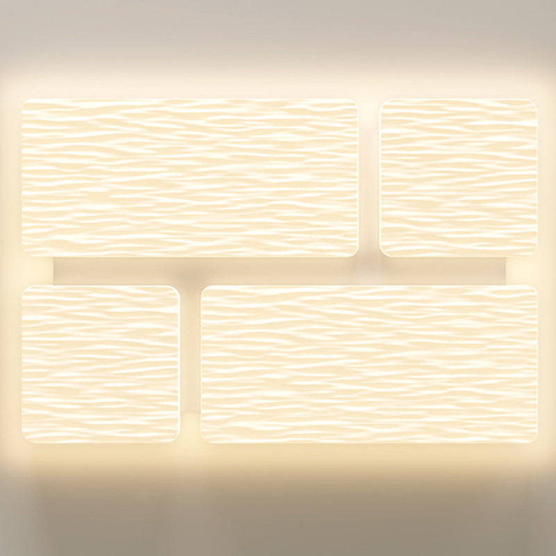 Modern Minimalist Rectangle Square Lattice Iron PE Shade LED Flush Mount Ceiling Light For Living Room