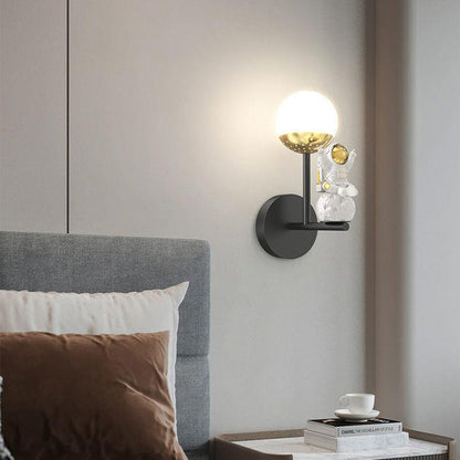 Modern Minimalist Orb Astronaut Iron Resin Acrylic LED Wall Sconce Lamp For Bedroom