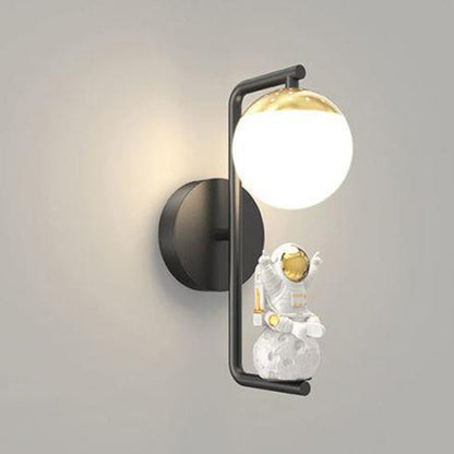 Modern Minimalist Orb Astronaut Iron Resin Acrylic LED Wall Sconce Lamp For Bedroom