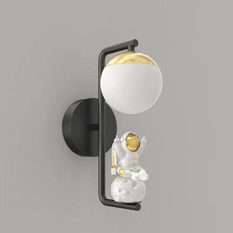 Modern Minimalist Orb Astronaut Iron Resin Acrylic LED Wall Sconce Lamp For Bedroom