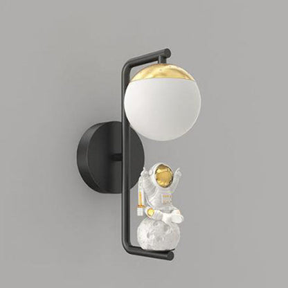 Modern Minimalist Orb Astronaut Iron Resin Acrylic LED Wall Sconce Lamp For Bedroom