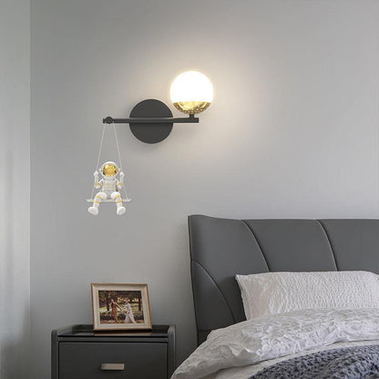 Modern Minimalist Orb Astronaut Iron Resin Acrylic LED Wall Sconce Lamp For Bedroom