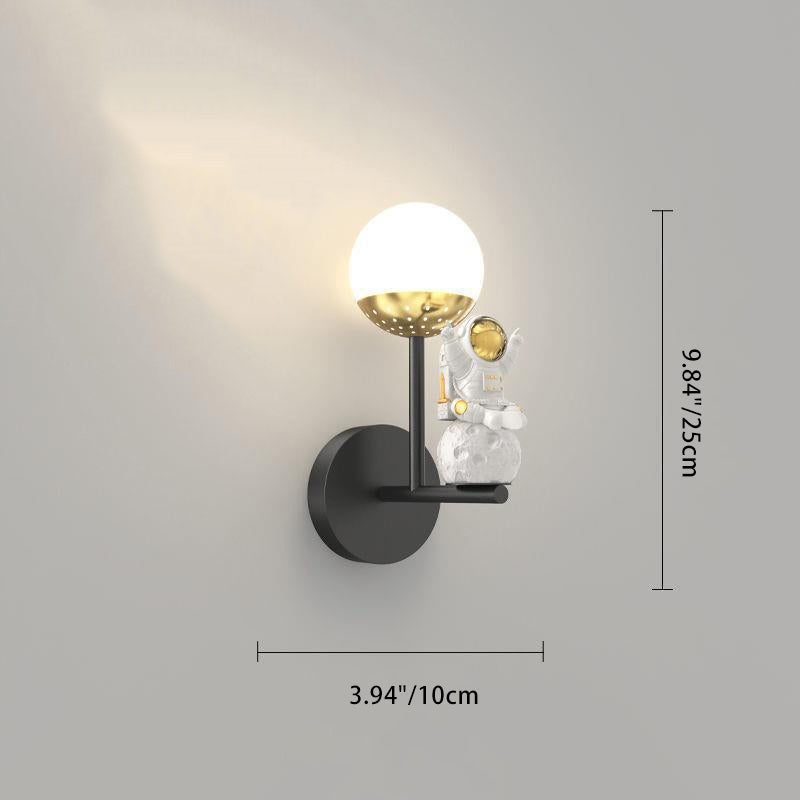 Modern Minimalist Orb Astronaut Iron Resin Acrylic LED Wall Sconce Lamp For Bedroom