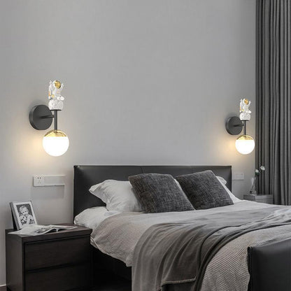 Modern Minimalist Orb Astronaut Iron Resin Acrylic LED Wall Sconce Lamp For Bedroom