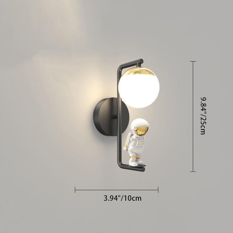 Modern Minimalist Orb Astronaut Iron Resin Acrylic LED Wall Sconce Lamp For Bedroom