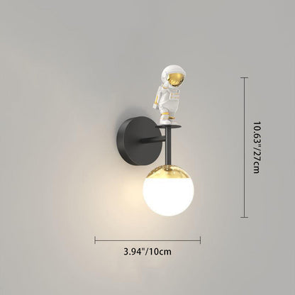 Modern Minimalist Orb Astronaut Iron Resin Acrylic LED Wall Sconce Lamp For Bedroom
