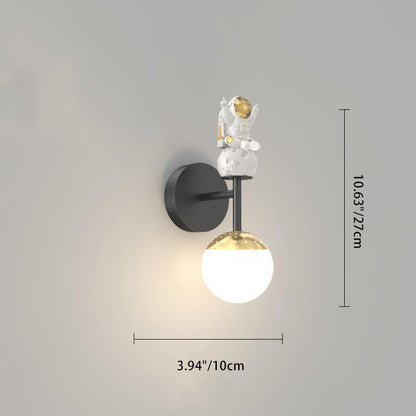 Modern Minimalist Orb Astronaut Iron Resin Acrylic LED Wall Sconce Lamp For Bedroom