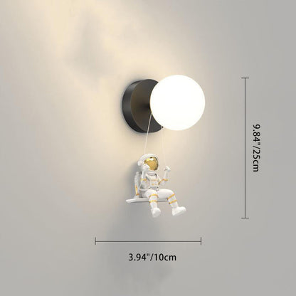Modern Minimalist Orb Astronaut Iron Resin Acrylic LED Wall Sconce Lamp For Bedroom