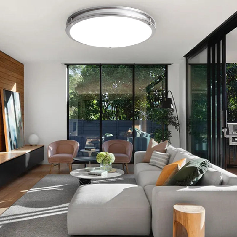 Modern Simplicity Round Iron PVC LED Flush Mount Ceiling Light For Living Room