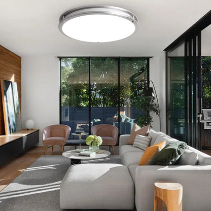 Modern Simplicity Round Iron PVC LED Flush Mount Ceiling Light For Living Room