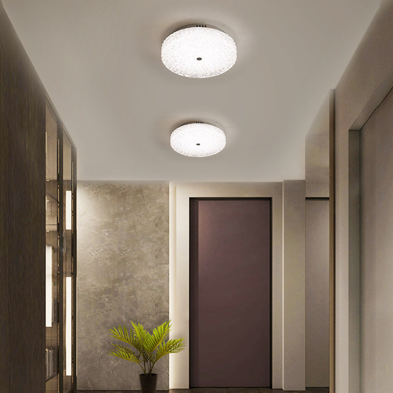 Contemporary Luxury Round Hardware Crystal Glass Shade LED Semi-Flush Mount Ceiling Light For Bedroom