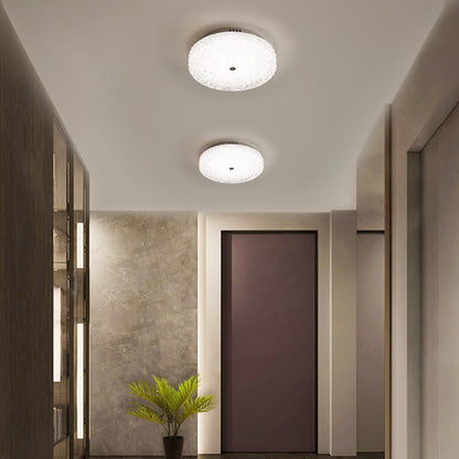Contemporary Luxury Round Hardware Crystal Glass Shade LED Semi-Flush Mount Ceiling Light For Bedroom
