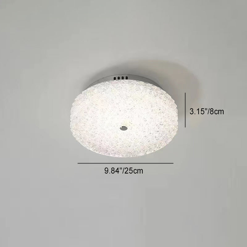 Contemporary Luxury Round Hardware Crystal Glass Shade LED Semi-Flush Mount Ceiling Light For Bedroom