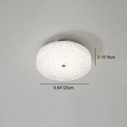Contemporary Luxury Round Hardware Crystal Glass Shade LED Semi-Flush Mount Ceiling Light For Bedroom