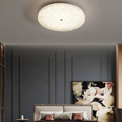 Contemporary Luxury Round Hardware Crystal Glass Shade LED Semi-Flush Mount Ceiling Light For Bedroom