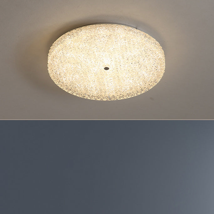 Contemporary Luxury Round Hardware Crystal Glass Shade LED Semi-Flush Mount Ceiling Light For Bedroom