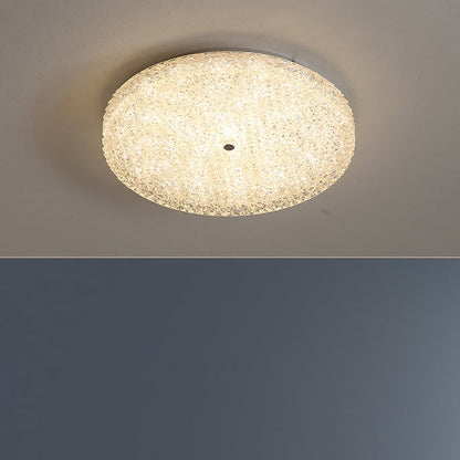 Contemporary Luxury Round Hardware Crystal Glass Shade LED Semi-Flush Mount Ceiling Light For Bedroom