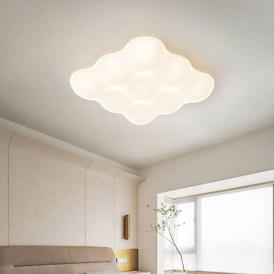Modern Minimalist Square Cloud Shape Iron PE LED Flush Mount Ceiling Light For Bedroom