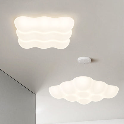 Modern Minimalist Square Cloud Shape Iron PE LED Flush Mount Ceiling Light For Bedroom