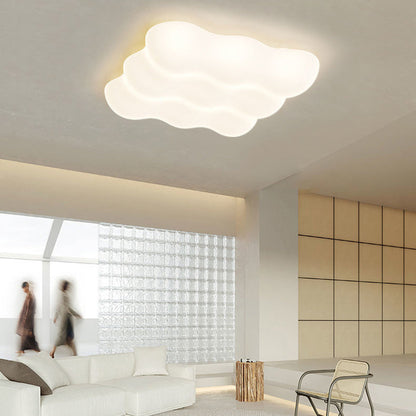 Modern Minimalist Square Cloud Shape Iron PE LED Flush Mount Ceiling Light For Bedroom
