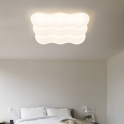 Modern Minimalist Square Cloud Shape Iron PE LED Flush Mount Ceiling Light For Bedroom