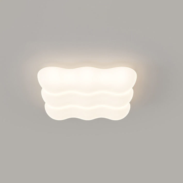 Modern Minimalist Square Cloud Shape Iron PE LED Flush Mount Ceiling Light For Bedroom