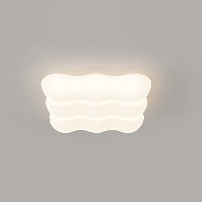 Modern Minimalist Square Cloud Shape Iron PE LED Flush Mount Ceiling Light For Bedroom