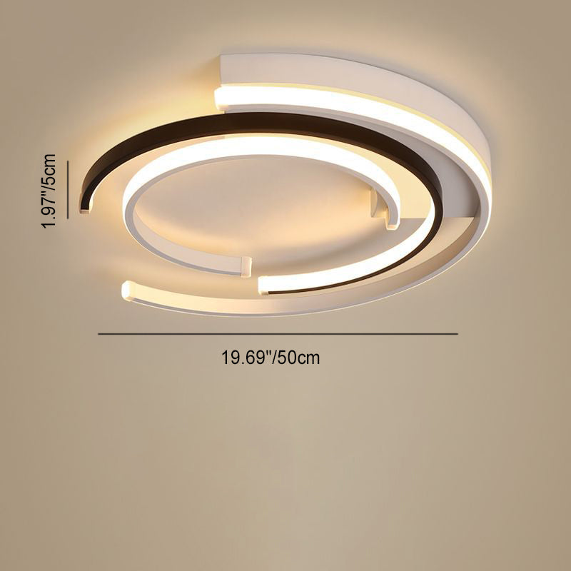 Modern Minimalist Line Round Iron Aluminum Frame Acrylic Shade LED Flush Mount Ceiling Light For Bedroom