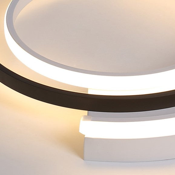 Modern Minimalist Line Round Iron Aluminum Frame Acrylic Shade LED Flush Mount Ceiling Light For Bedroom