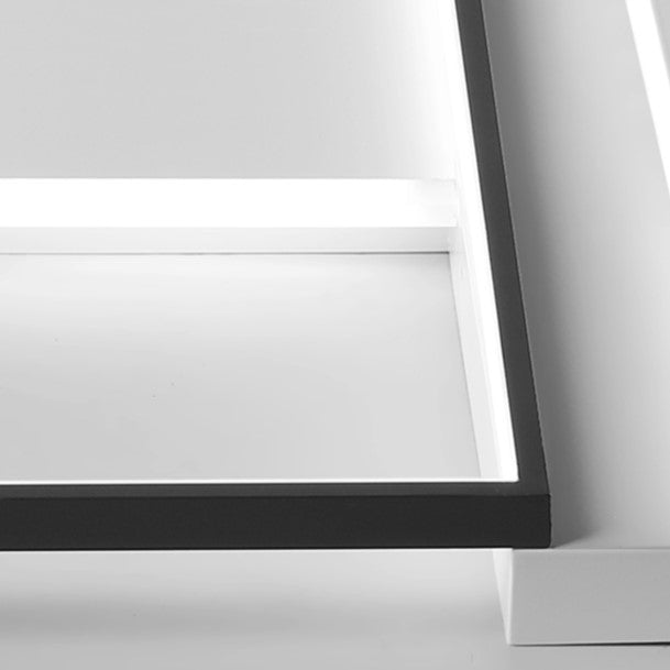 Modern Minimalist Lines Square Aluminum Frame PVC LED Flush Mount Ceiling Light For Living Room