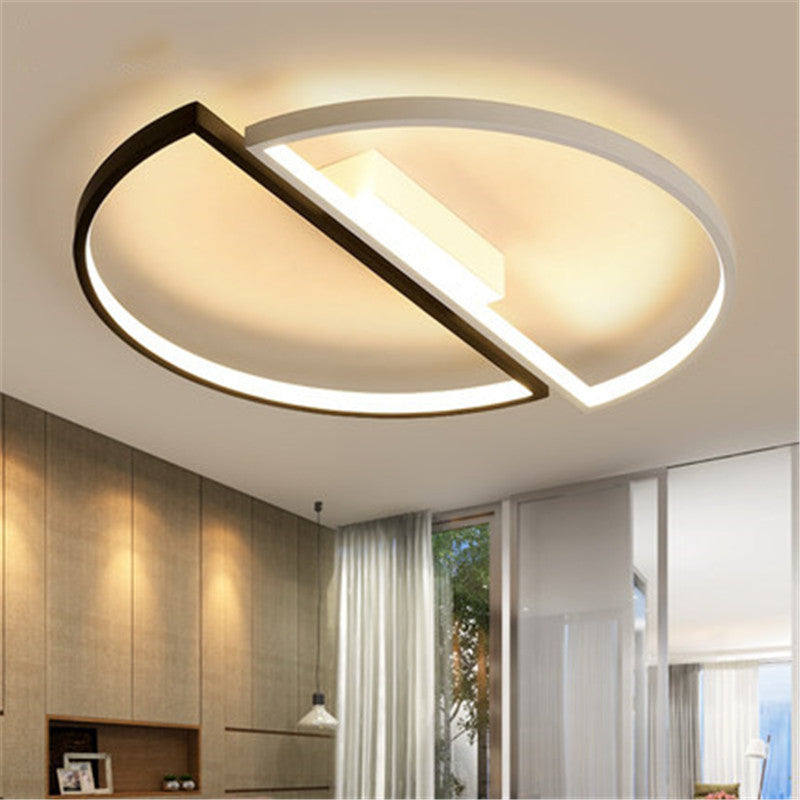Modern Minimalist Round Double Half Circle Combination Iron Aluminum Acrylic LED Flush Mount Ceiling Light For Bedroom
