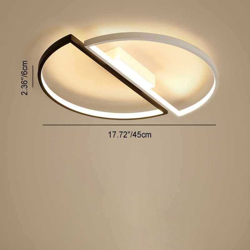 Modern Minimalist Round Double Half Circle Combination Iron Aluminum Acrylic LED Flush Mount Ceiling Light For Bedroom