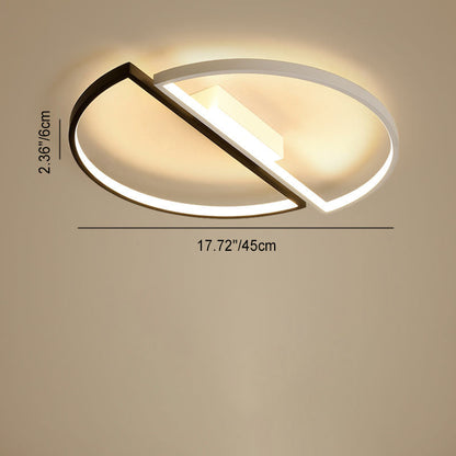 Modern Minimalist Round Double Half Circle Combination Iron Aluminum Acrylic LED Flush Mount Ceiling Light For Bedroom