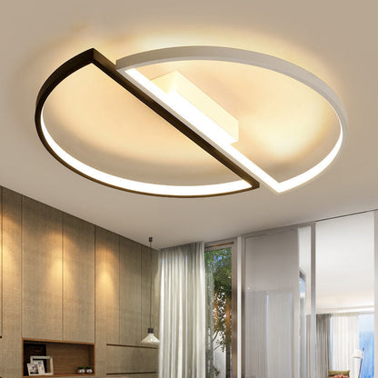 Modern Minimalist Round Double Half Circle Combination Iron Aluminum Acrylic LED Flush Mount Ceiling Light For Bedroom