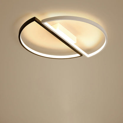 Modern Minimalist Round Double Half Circle Combination Iron Aluminum Acrylic LED Flush Mount Ceiling Light For Bedroom