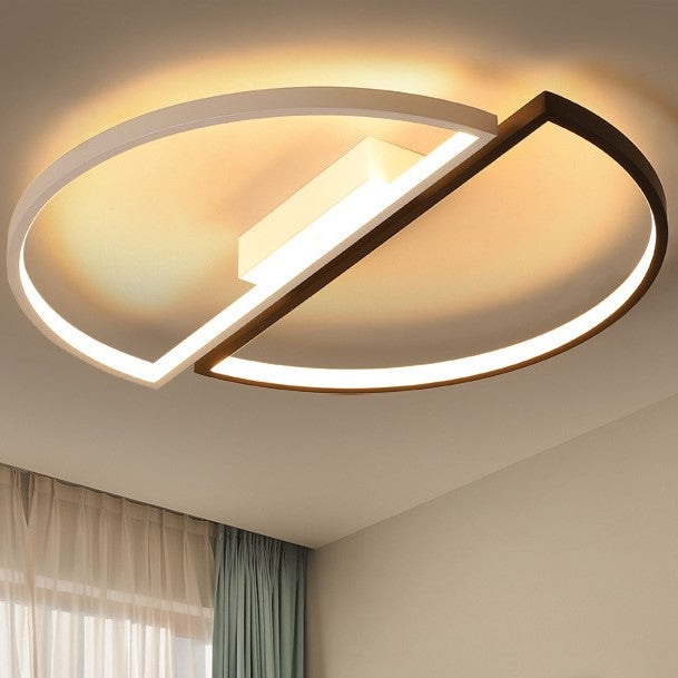 Modern Minimalist Round Double Half Circle Combination Iron Aluminum Acrylic LED Flush Mount Ceiling Light For Bedroom