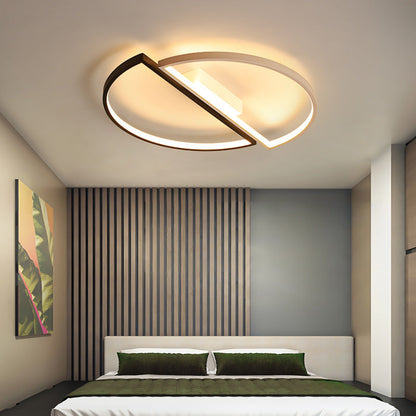 Modern Minimalist Round Double Half Circle Combination Iron Aluminum Acrylic LED Flush Mount Ceiling Light For Bedroom