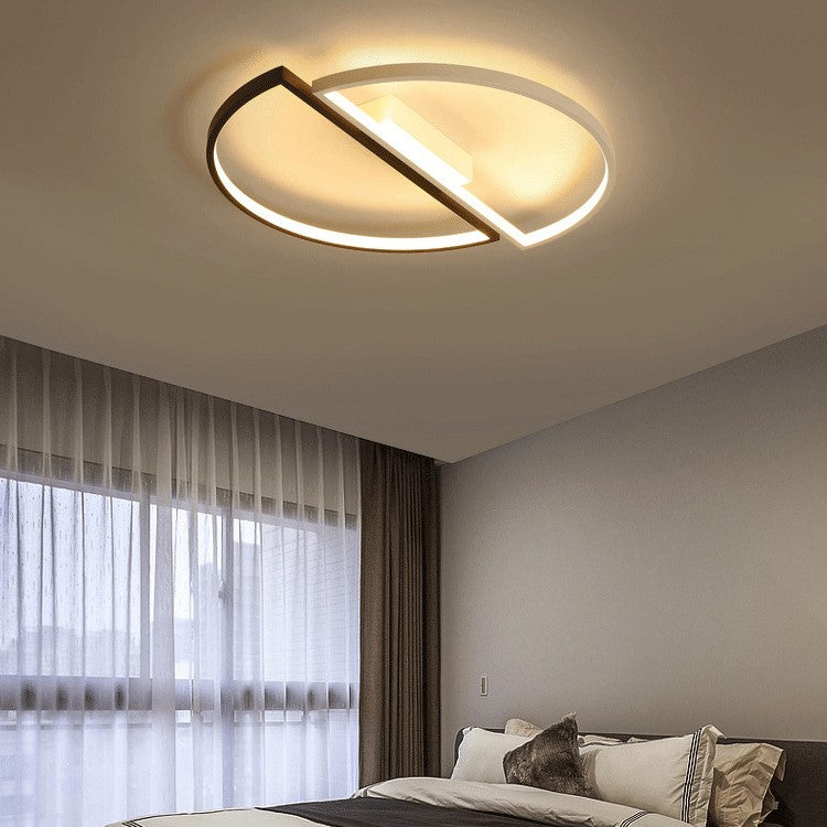 Modern Minimalist Round Double Half Circle Combination Iron Aluminum Acrylic LED Flush Mount Ceiling Light For Bedroom