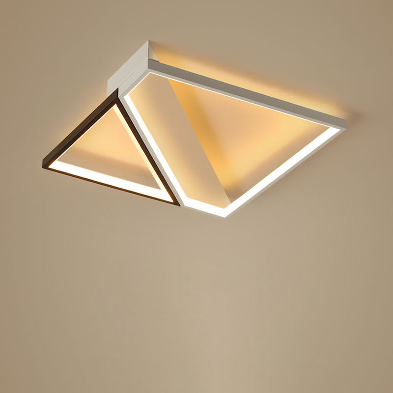 Modern Minimalist Lines Square Irregular Combination Iron LED Flush Mount Ceiling Light For Bedroom