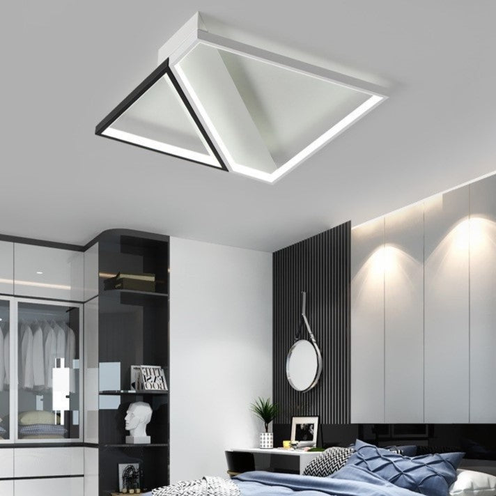 Modern Minimalist Lines Square Irregular Combination Iron LED Flush Mount Ceiling Light For Bedroom